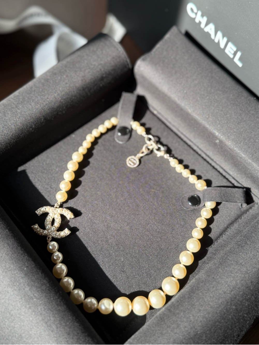 CHANEL 100th Anniversary Pearl Necklace with Crystal CC